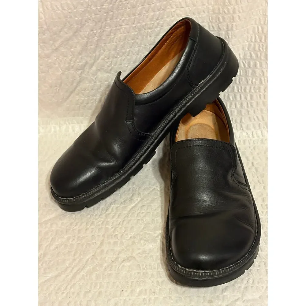 Birkenstock Mens Black Leather Loafers by Footprints CorkBed EU44 US 11-11.5 EUC